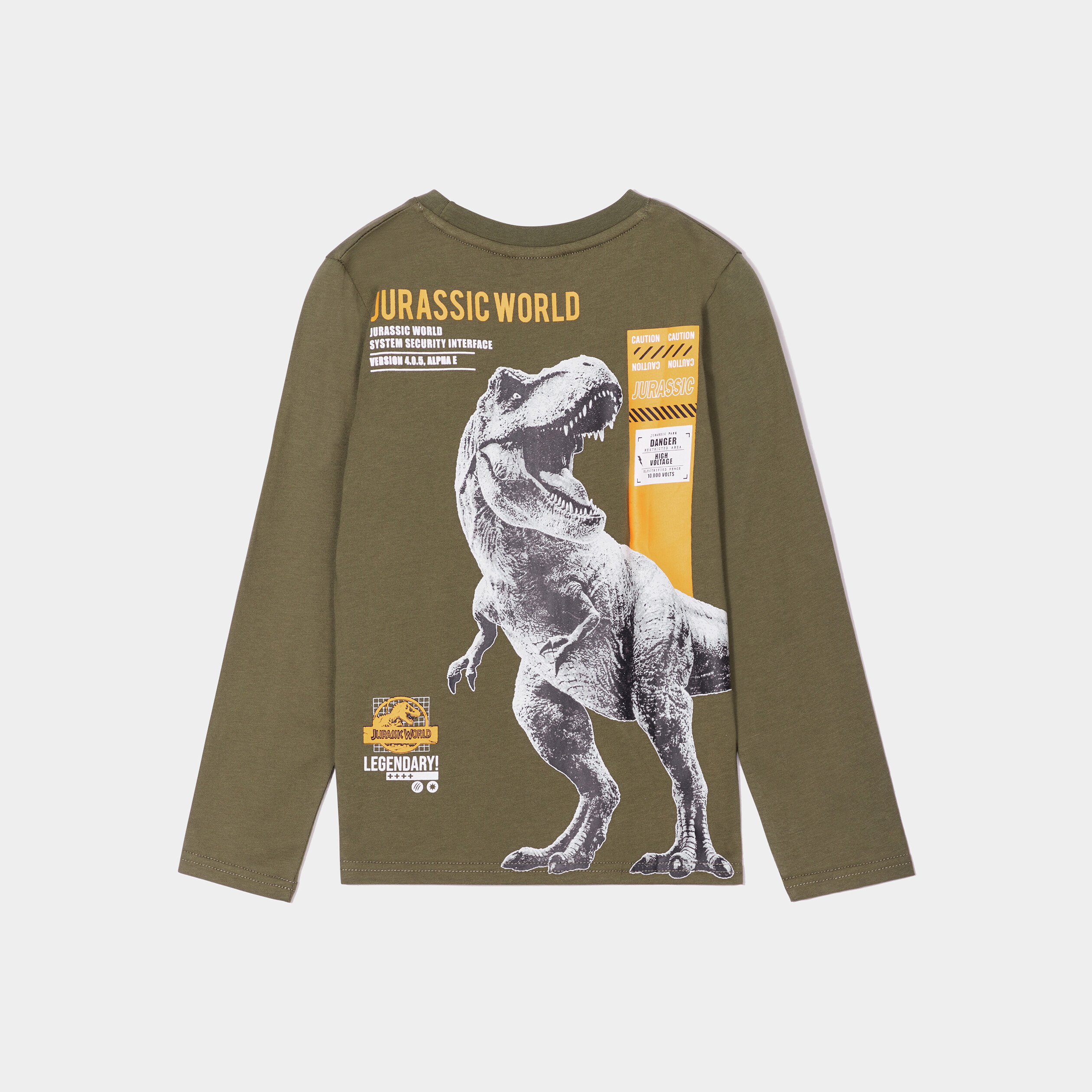 T-shirt manches longues Jurassic Park vert kaki garçon | La Halle