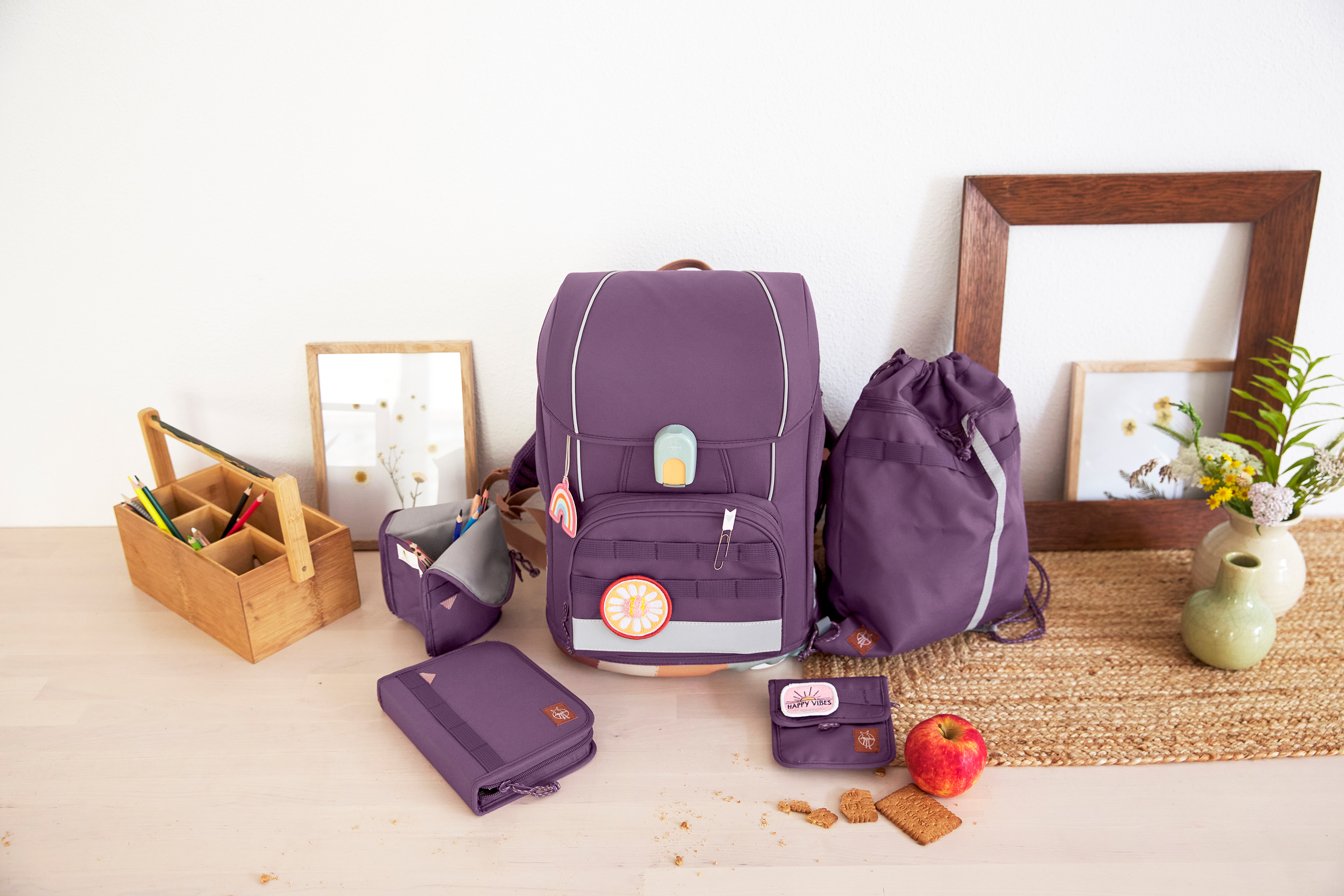 Schulranzen Set 7-teilig, Boxy Unique Purple