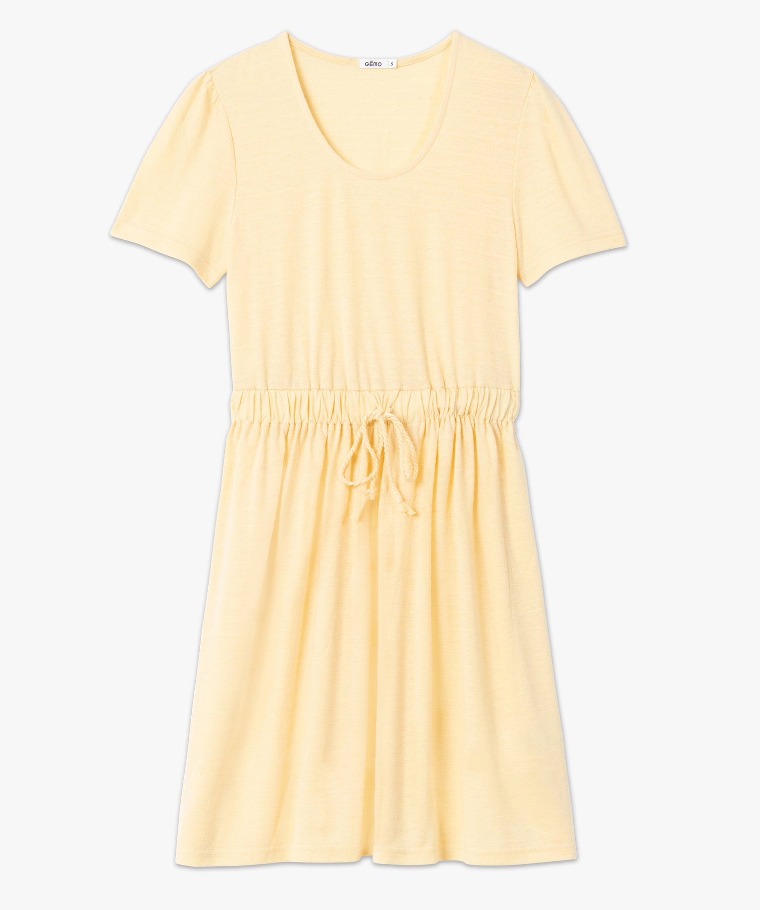 Robe femme à manches courtes en maille fluide jaune | GEMO