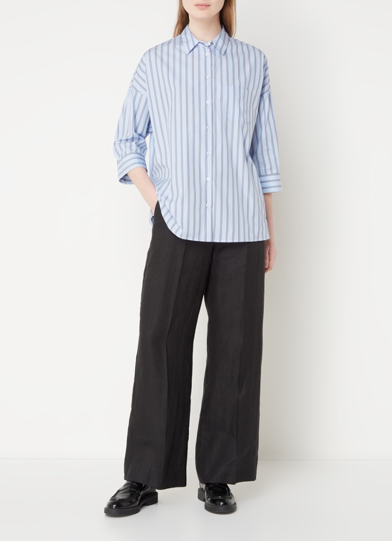 MaxMara Malizia ψηλόμεσο, φαρδύ, κοντό λινό παντελόνι με φαρδιά μπατζάκια