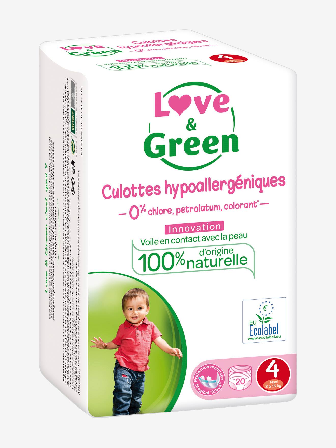 Culottes hypoallergéniques T4 x 20 LOVE & GREEN blanc