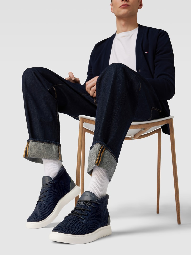High Top Sneaker mit Strukturmuster Modell 'KNIT HYBRID BOOT' in marineblau