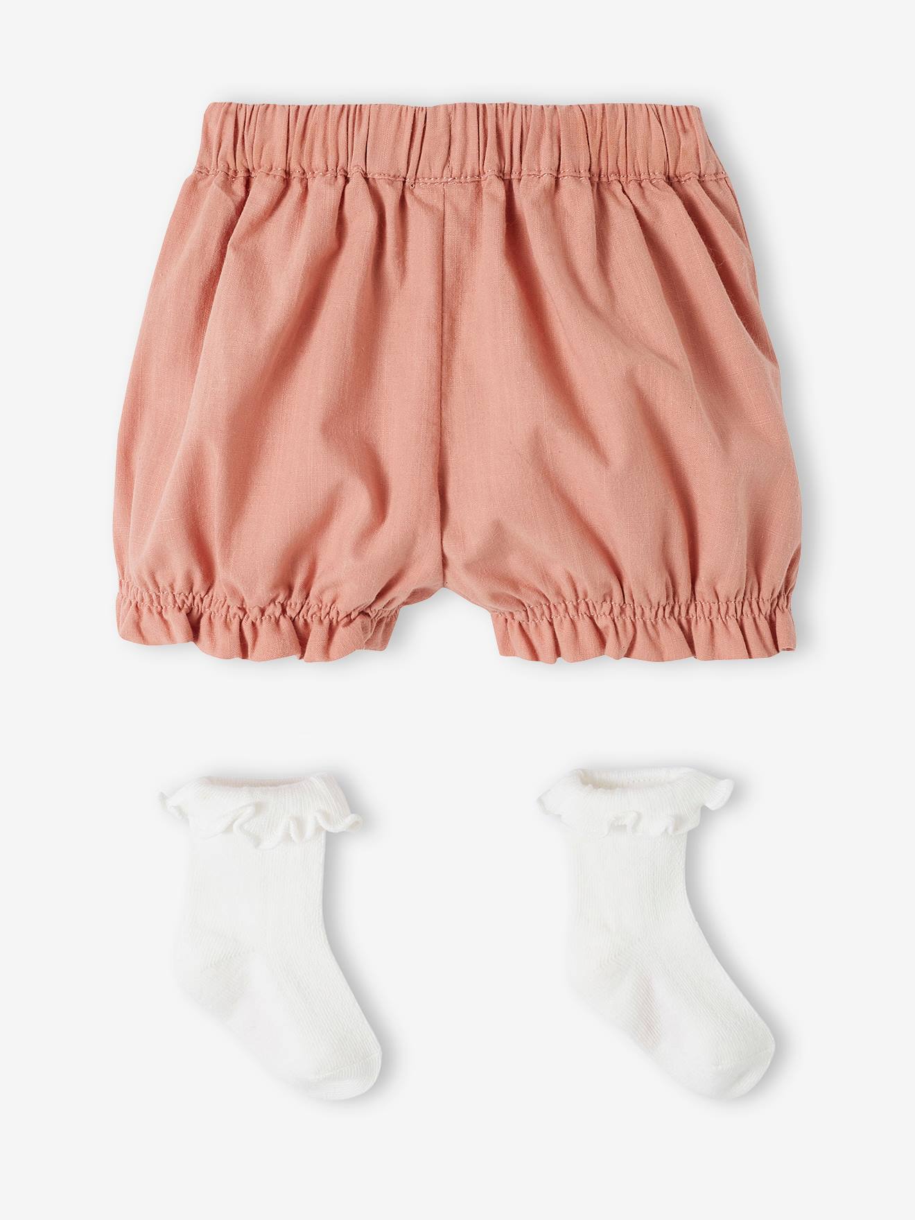 Vertbaudet Mädchen Baby-Set: Shorts & Socken - rosa