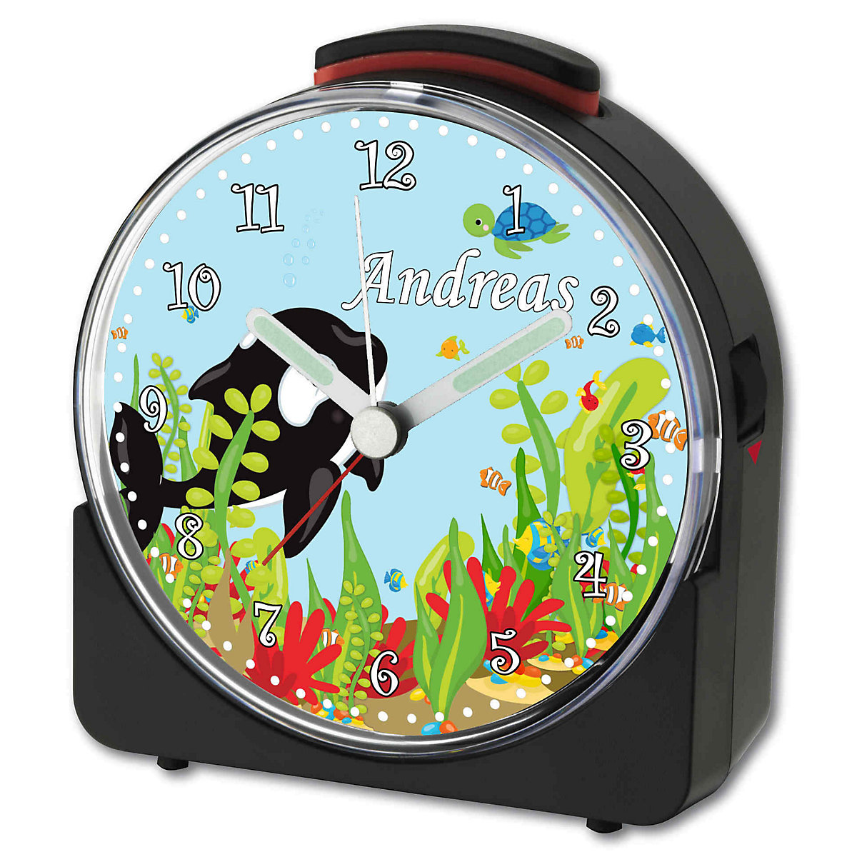 Kinder Funkwecker weiß personalisiert mit Namen Fische