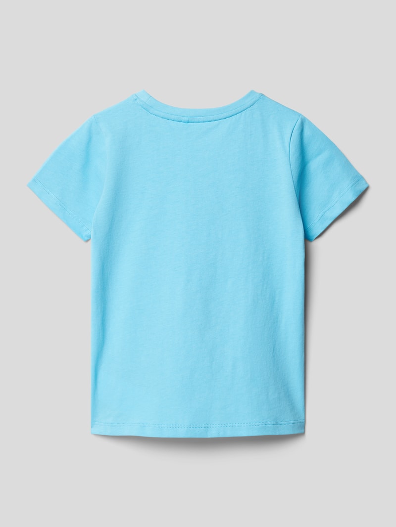 T-Shirt aus Baumwolle mit Motiv-Print Modell 'ZEANO' in hellblau