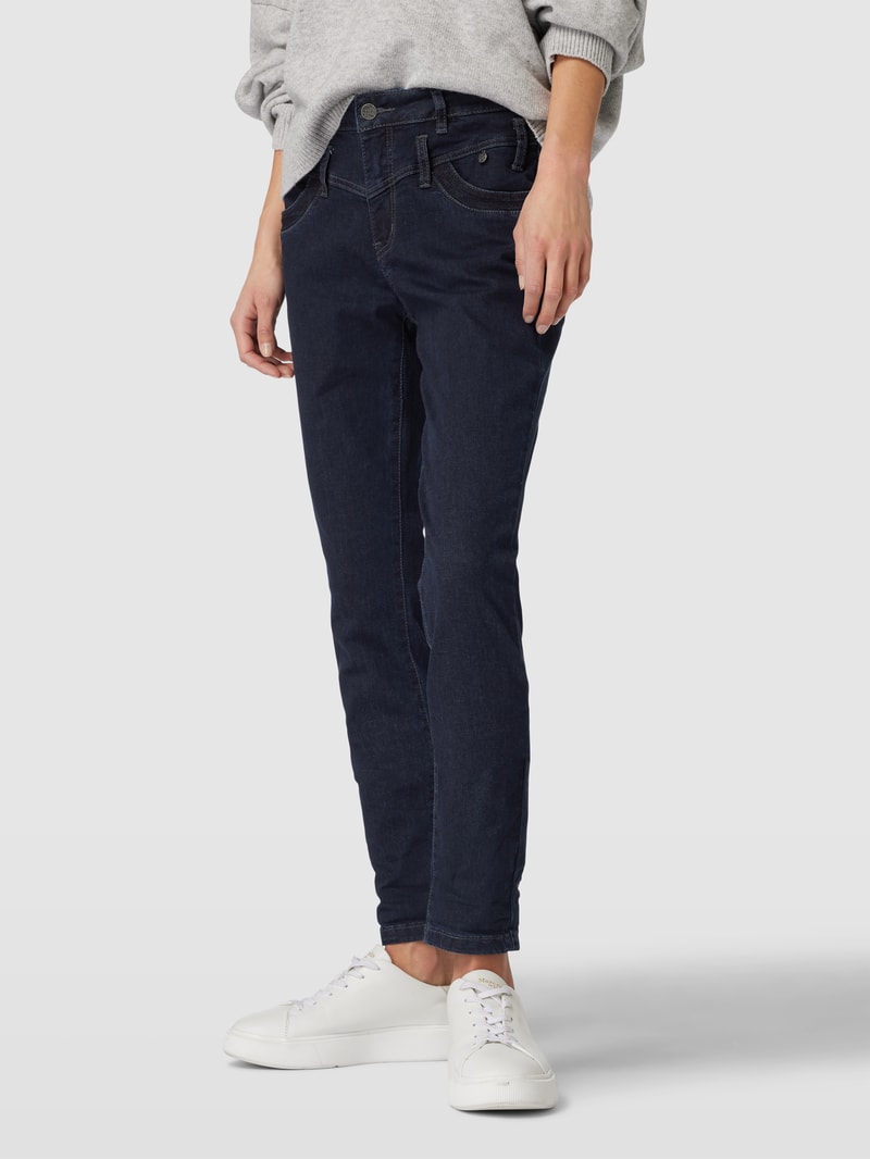 Regular Fit Jeans mit Label-Details Modell 'Florida' in dunkelblau