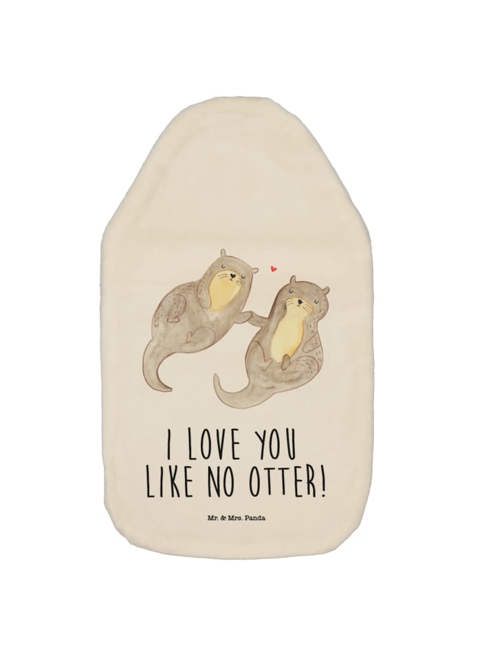 Mr. & Mrs. Panda Wärmflasche Otter Hände halten mit Spruch in Weiß günstig kaufen onesize