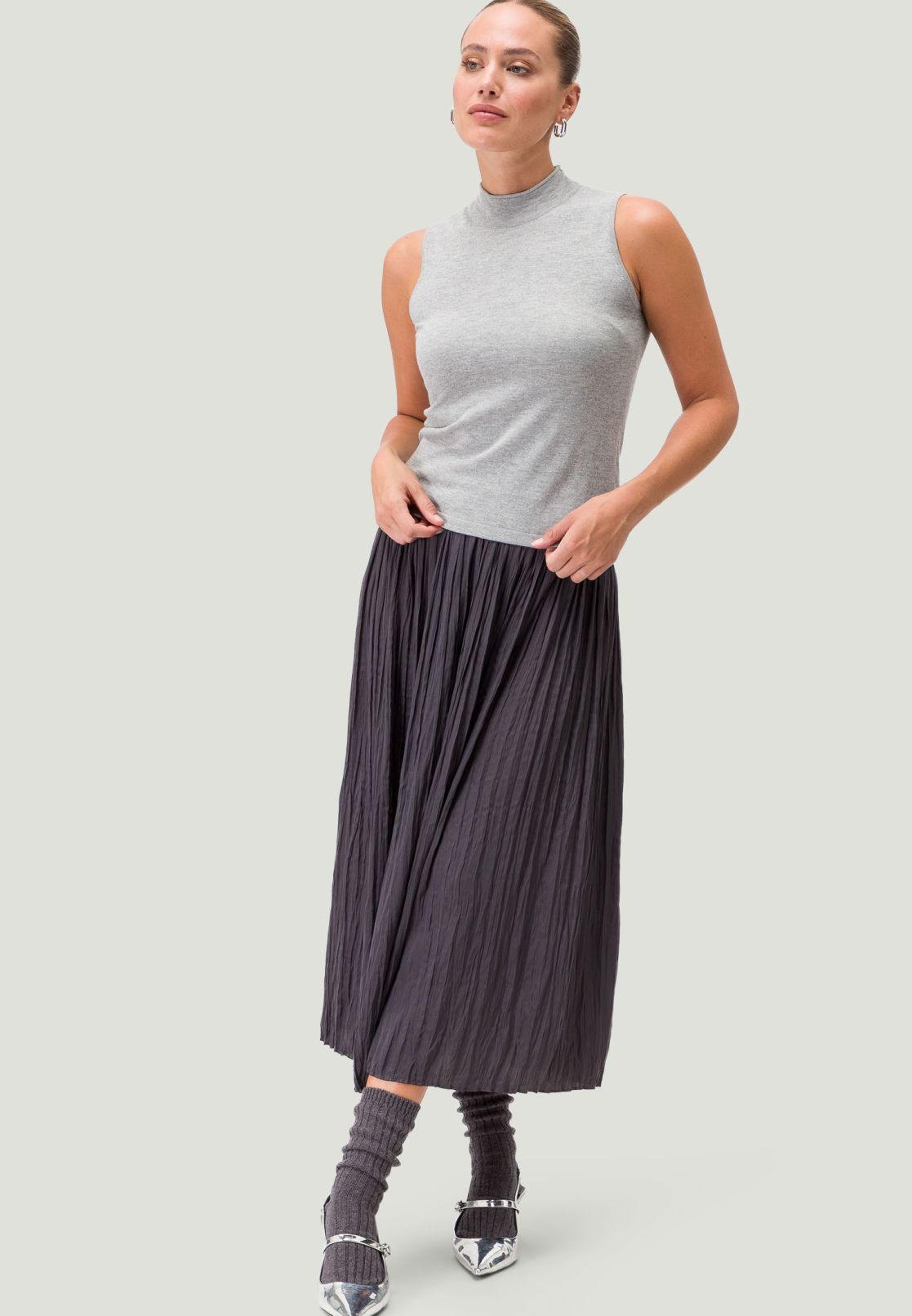Stricktop mit Stehkragen