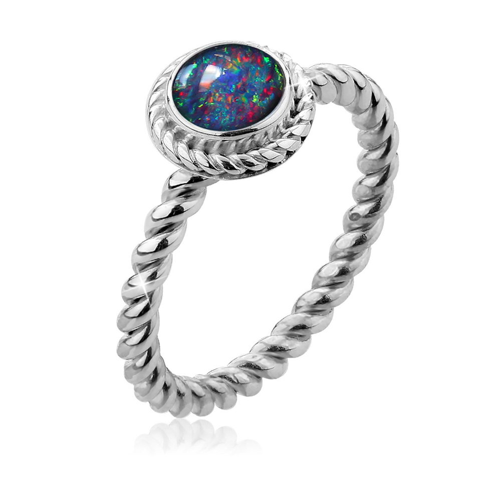Nenalina Nenalina Bague Tripletten-Opal Geburtsstein Oktober Boho 925 Silber Bague