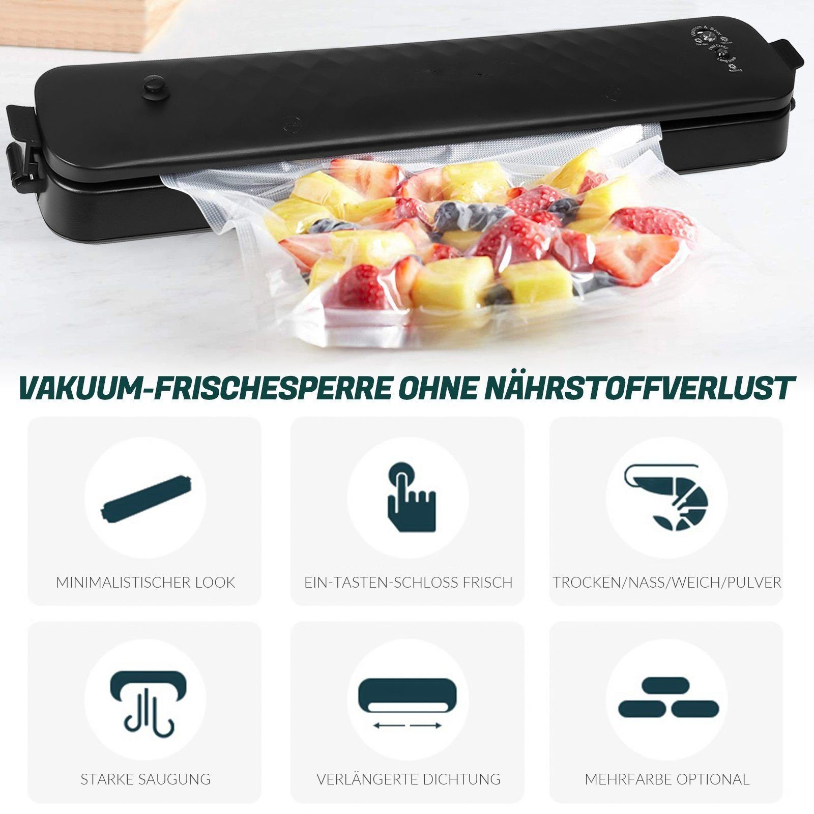 MDHAND Vakuumierer Automatisierung Vakuumiergerät, Inklusive 5 Pack Vakuumierbeutel