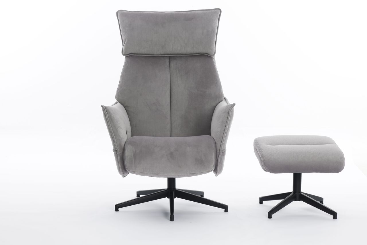 Happy Home Happy Home gepolsteter Relaxsessel mit Hocker HWP60-GRA grau