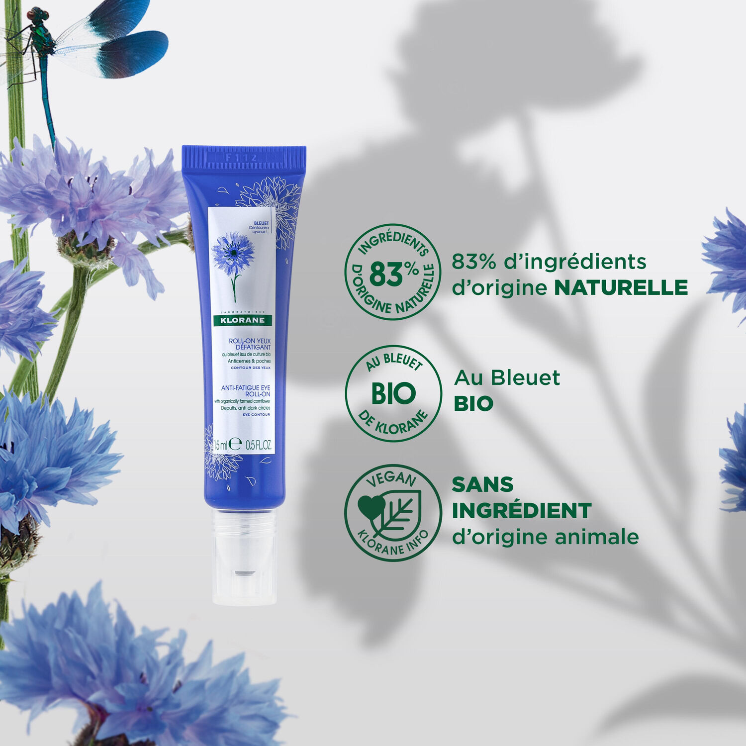 Klorane Roll-on Défatiguant Yeux Au Bleuet 15 ml