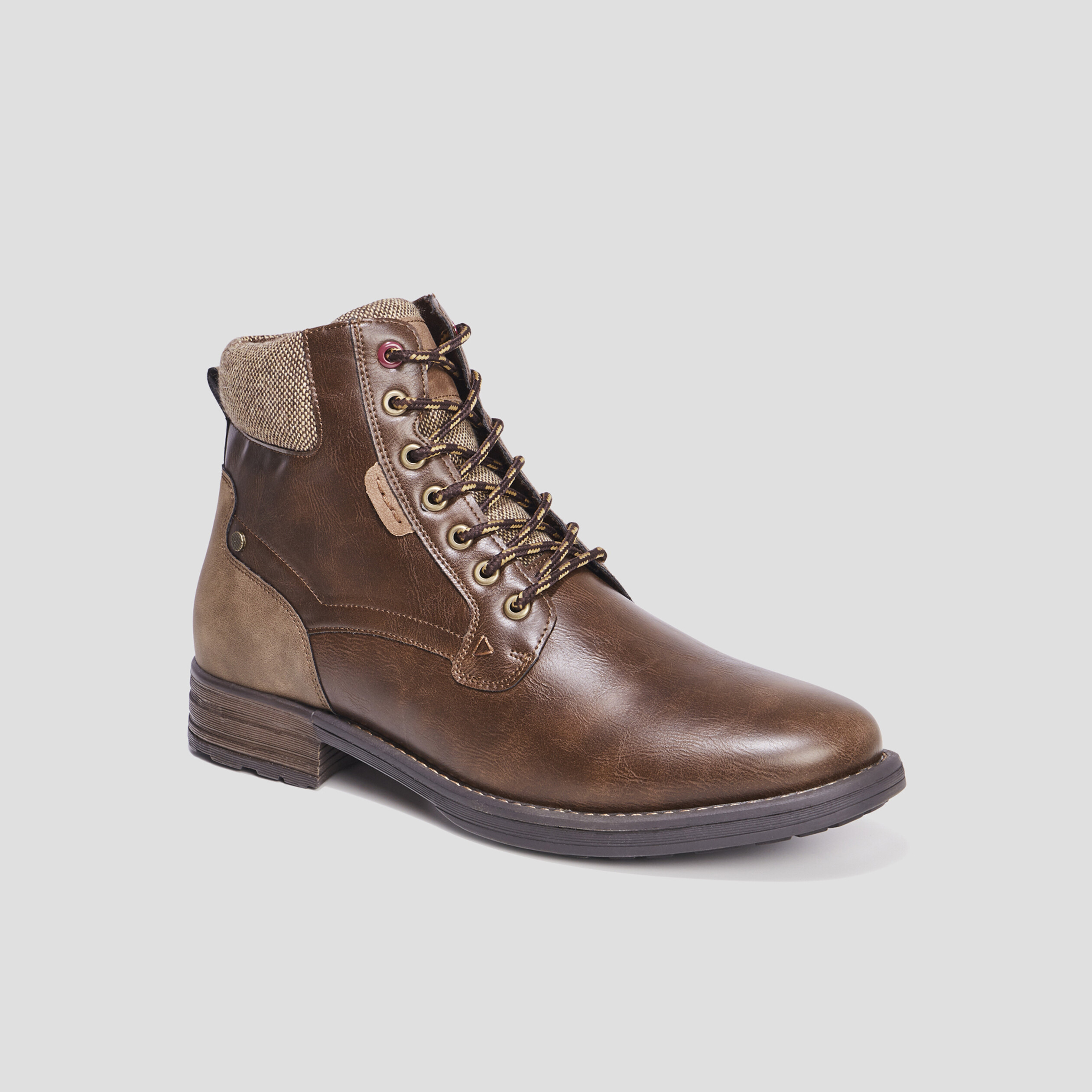 Bottines à lacets bi-matières Bicux marron homme | La Halle