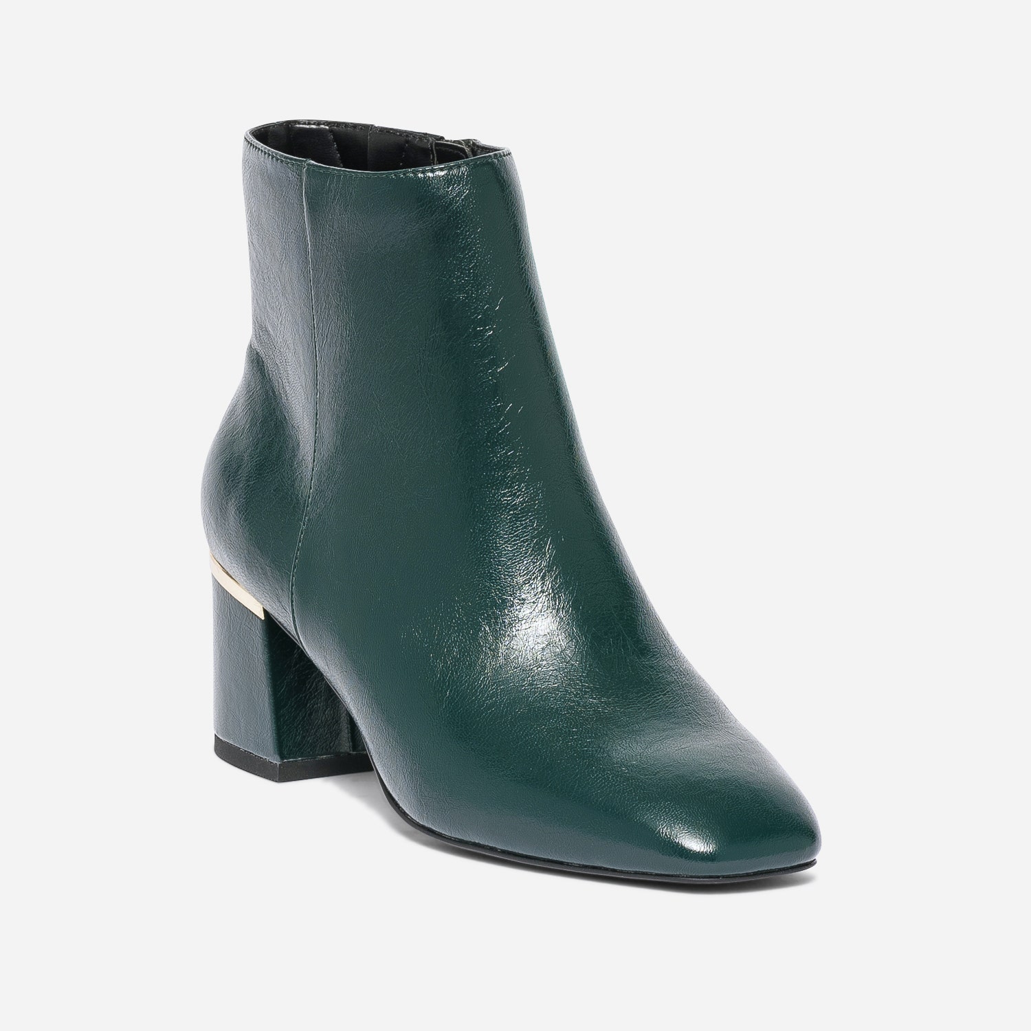 Boots vert avec barrette talon