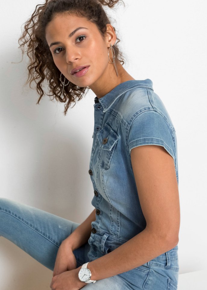 Jeans-Jumpsuit mit Knöpfen