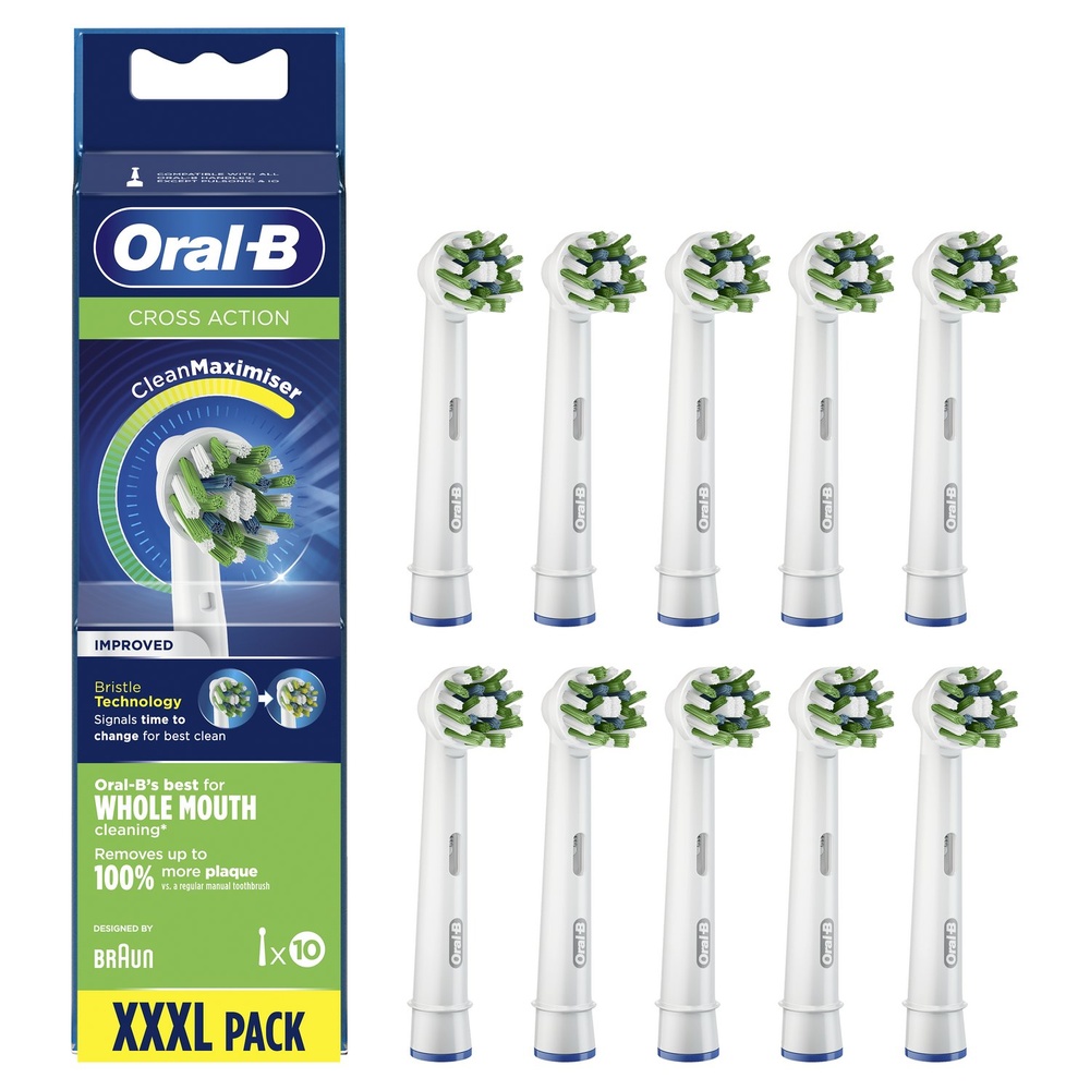oral-b Oral-B CrossAction Brossette Avec CleanMaximiser, 10 Brossettes De Rechange