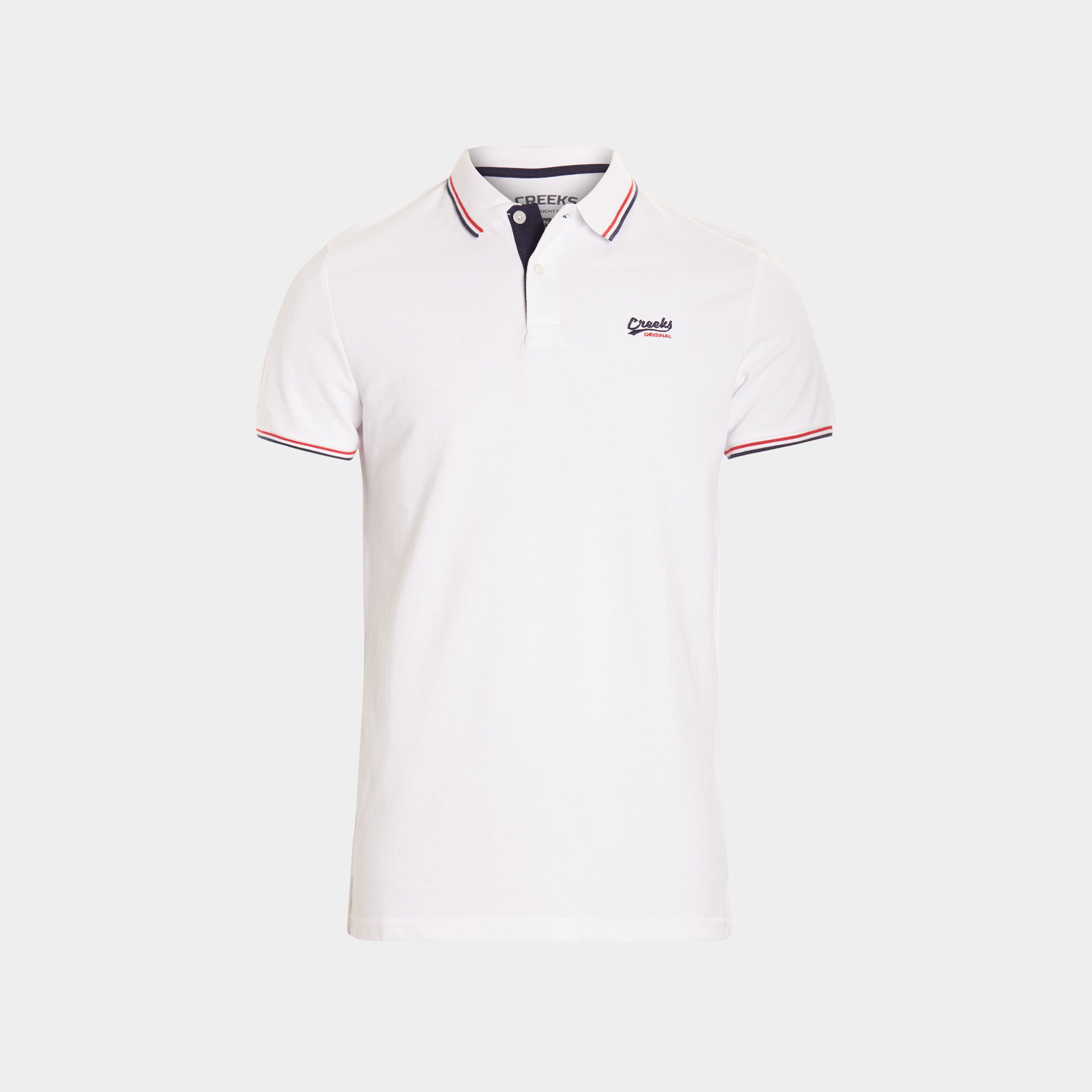 Polo avec broderie poitrine Creeks blanc homme | La Halle