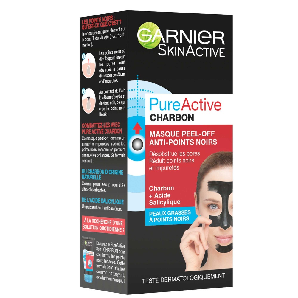 garnier PureActive Masque Peel-Off Charbon Anti-Points Noirs
