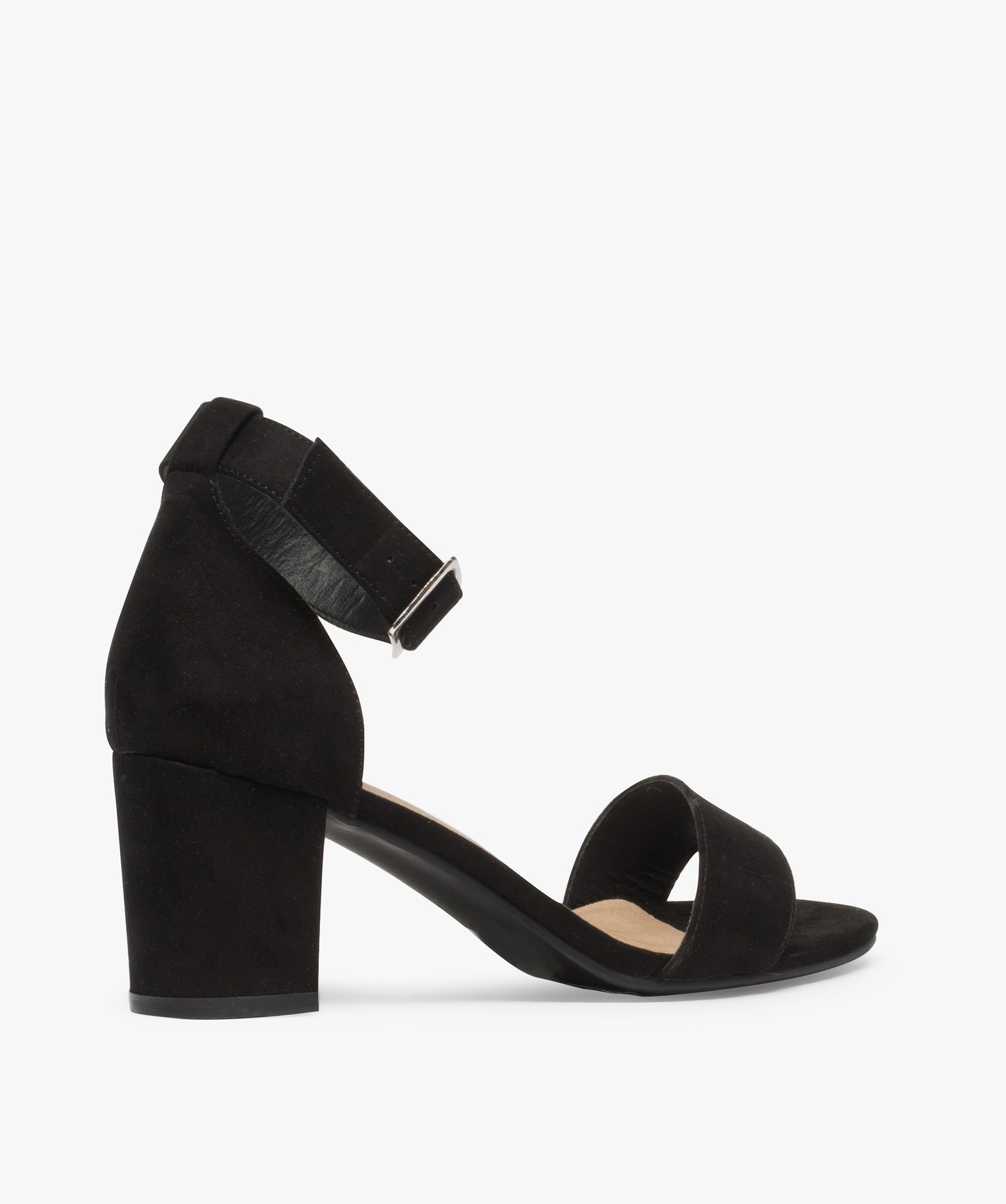 Sandales femme à talon unies coupe spéciale pied large noir | GEMO