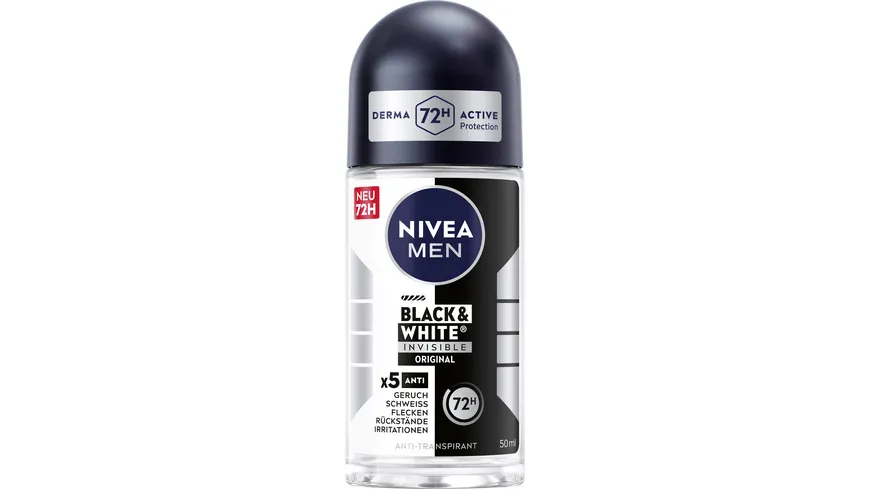 NIVEA MEN Deo Roll-On Black+White Invisible Original Anti-Transpirant 50 ml
