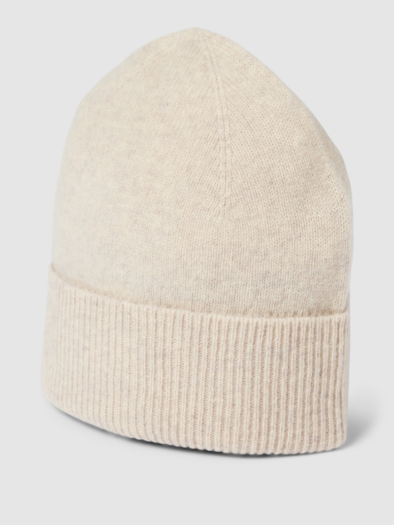 Beanie mit breitem Umschlag in beige meliert