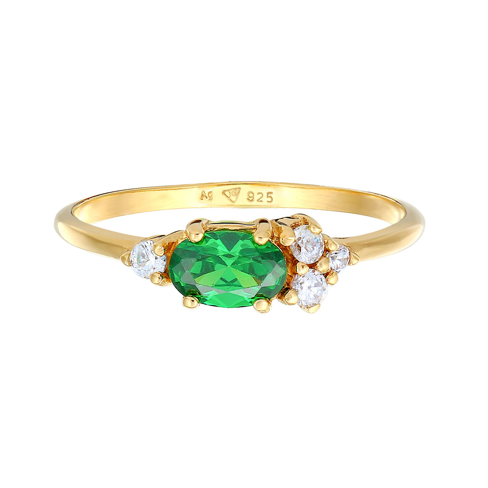 Elli Elli Bague Femmes Bague de fiançailles Extravagant Vert avec Cristal de Zirconium Bague