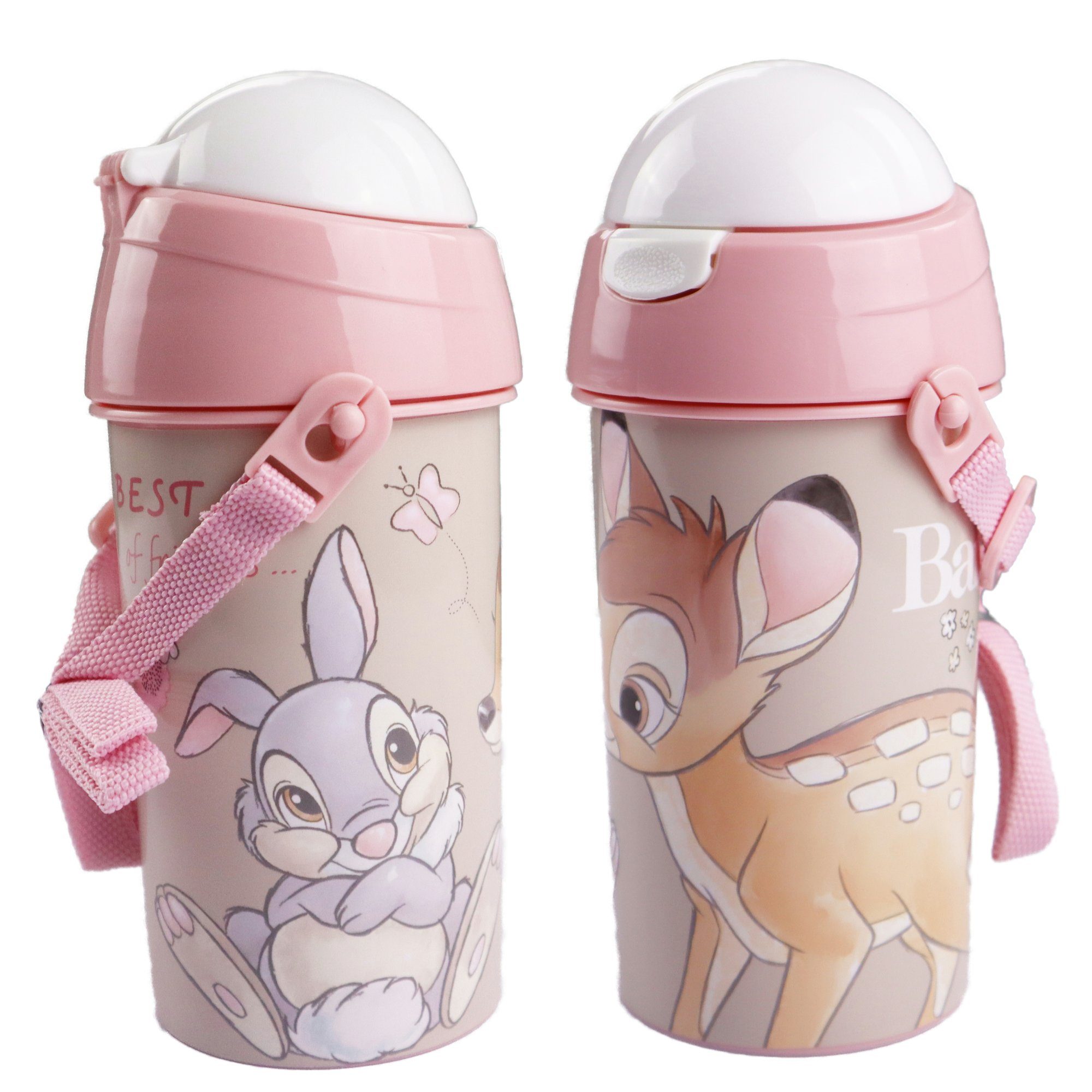 Trinkflasche  Bambi Klopfer Wasserflasche Flasche, Trinkhalm und Gurt 500 ml
