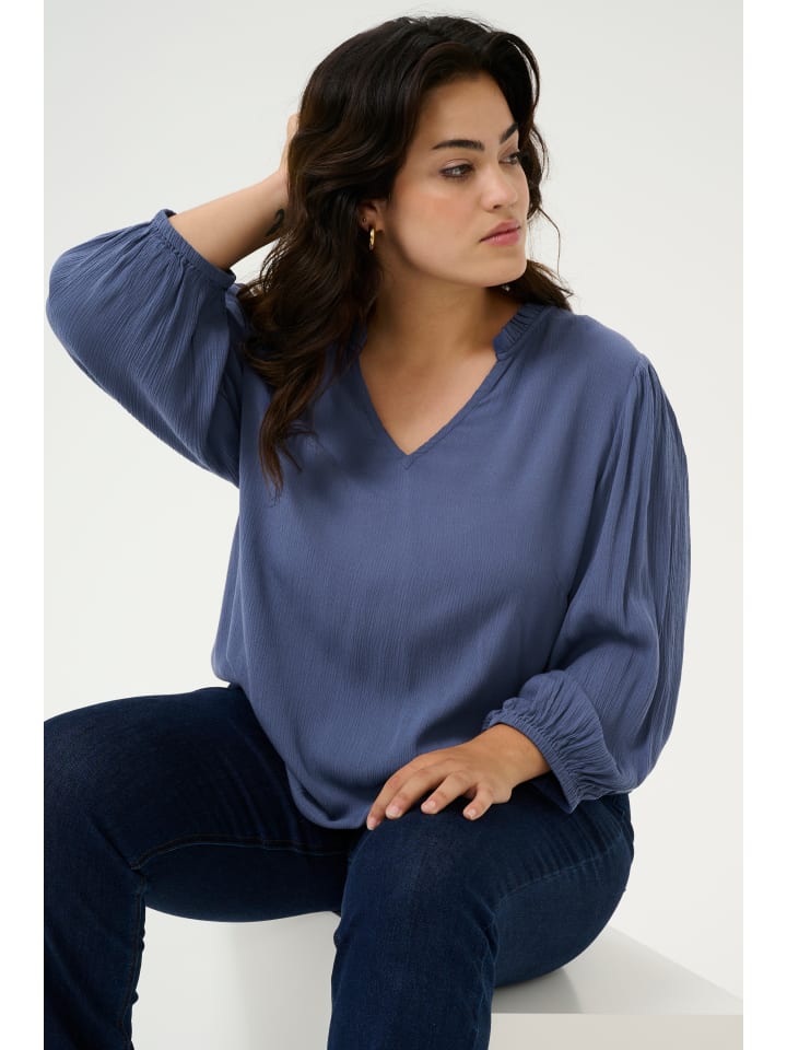 KAFFE curve Langarm-Bluse KCkamille in Blue Indigo günstig kaufen