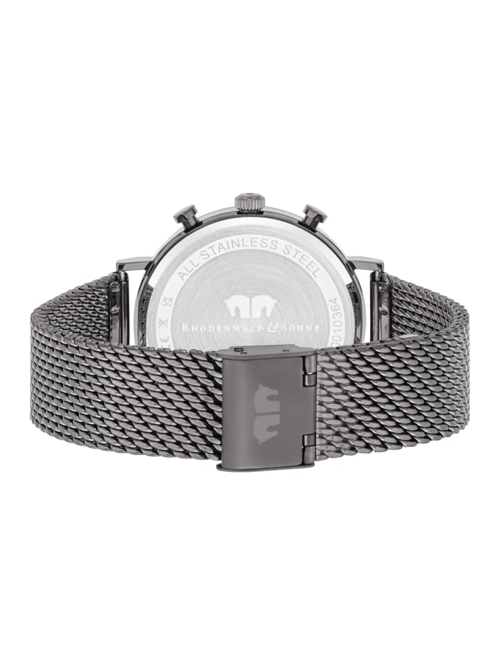 Rhodenwald & Söhne Herren Chronograph grau Edelstahl grau in grau günstig kaufen 21,5 cm