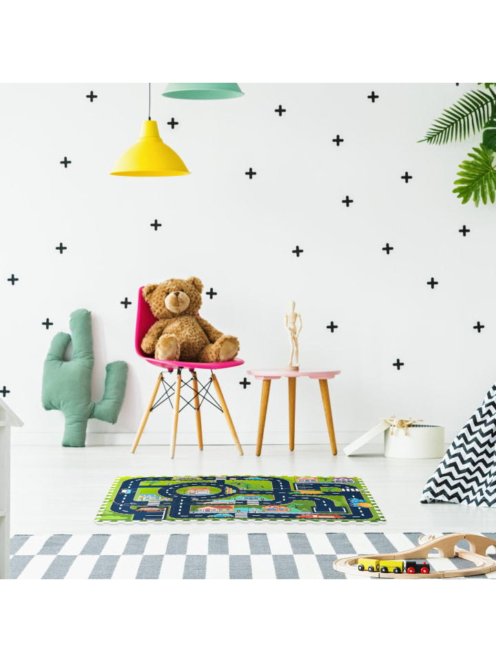 relaxdays 12tlg. Puzzlematte Straße in Bunt - (B)114 x (T)86 cm günstig kaufen onesize