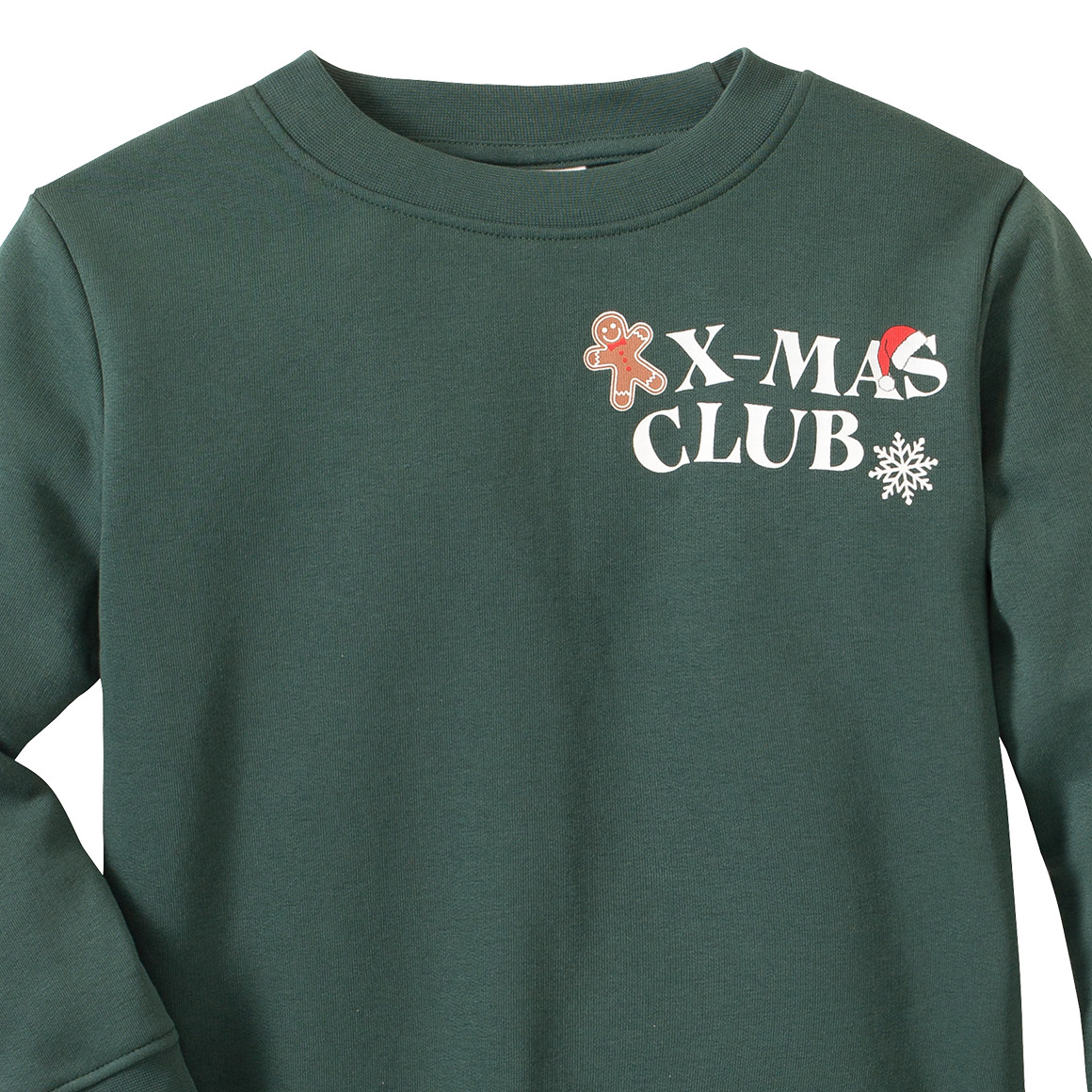 Jungen Weihnachtssweatshirt mit Schriftzug dunkelgrün