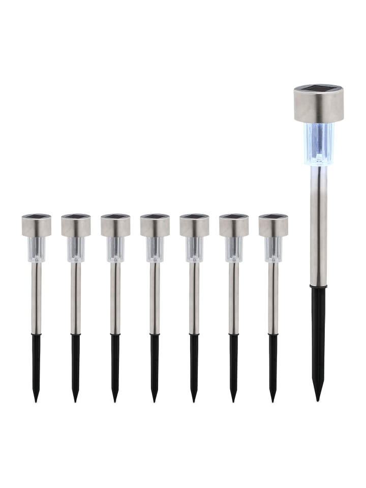 relaxdays 8 x Solarlampe in Silber/ Schwarz günstig kaufen onesize