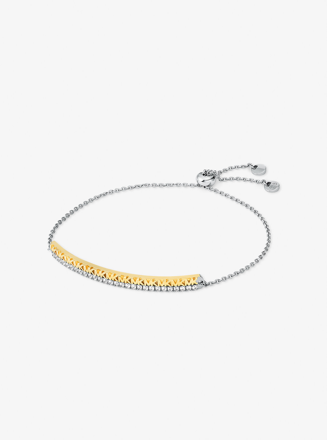 Bracciale scorrevole con logo pavé in argento sterling placcato metalli preziosi - ORO