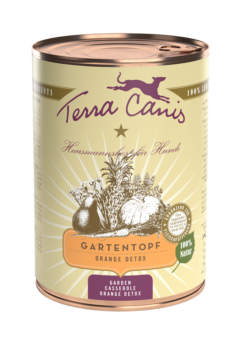 Terra Canis Hundenassfutter Terra Canis Gartentopf 6x400g Orange Detox
