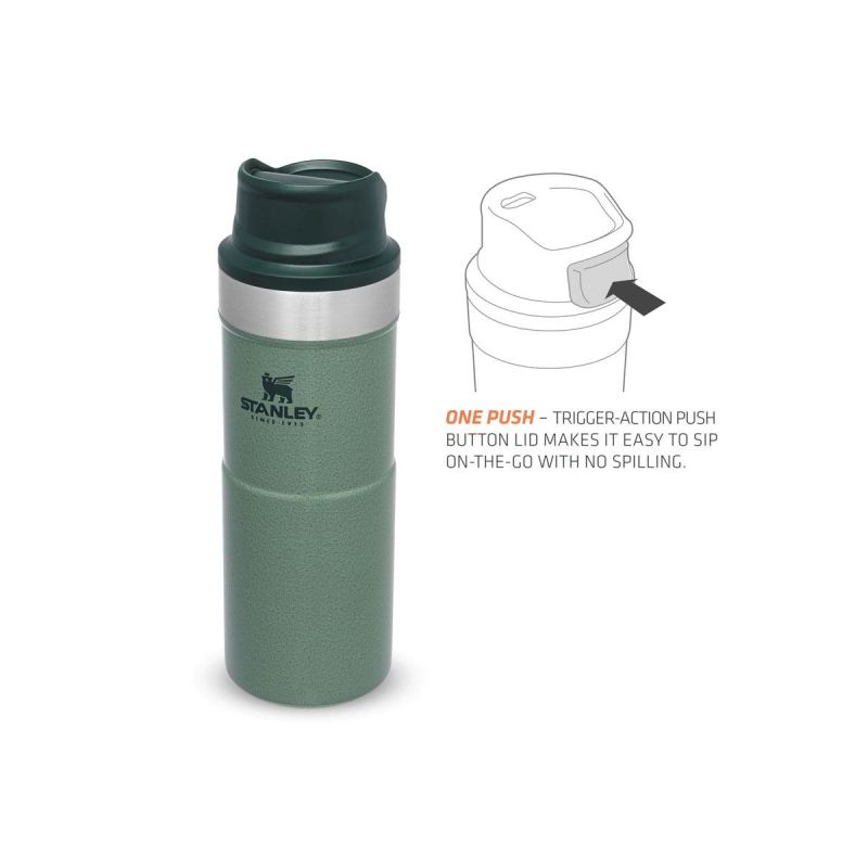 Stanley Thermoflasche, Classic Trigger-Action Travel Mug 12oz \/ 350ml Hammertone Green