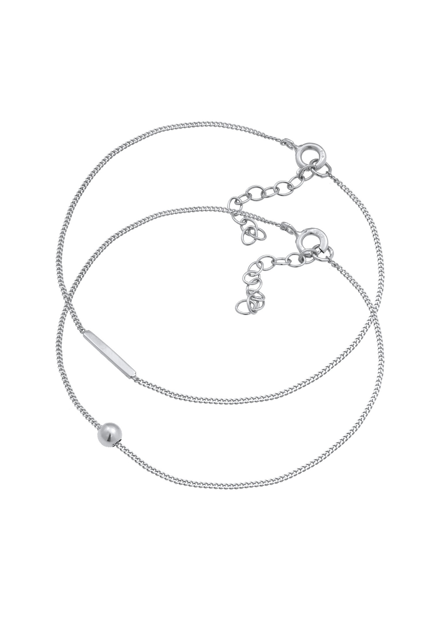 Nastavljiva zapestnica Elli Balle Barre Look Geo Basic Trend Blogger Minimal za ženske - (925/1000) srebrna