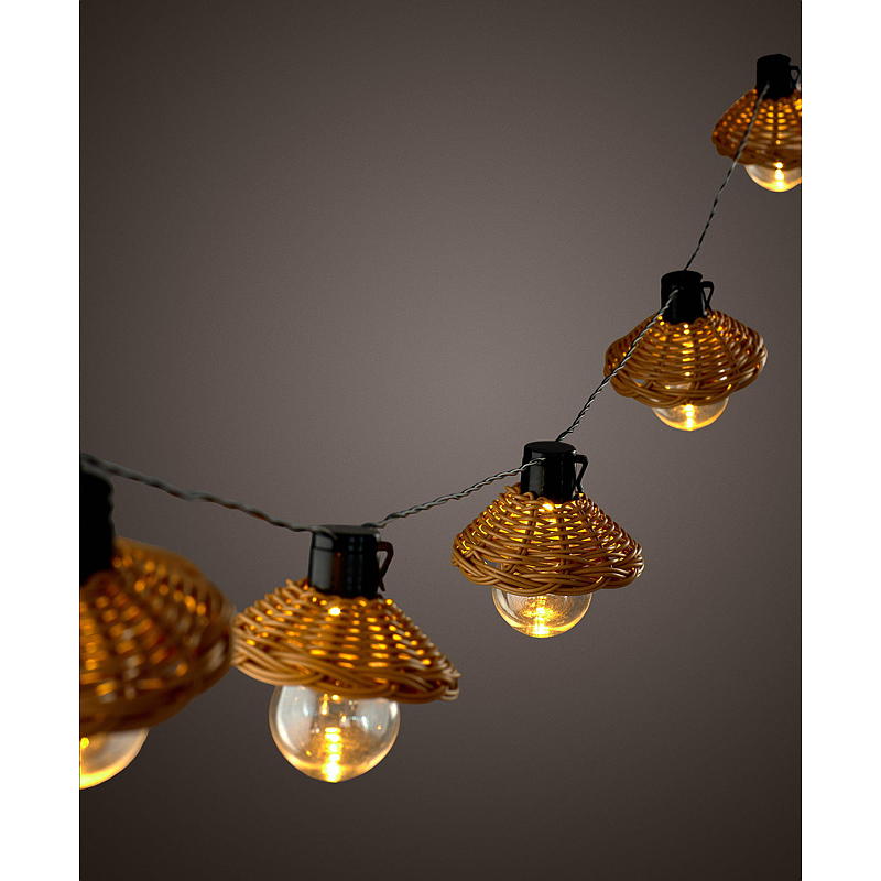 Home Lyslenke 10 LED rattan lampe