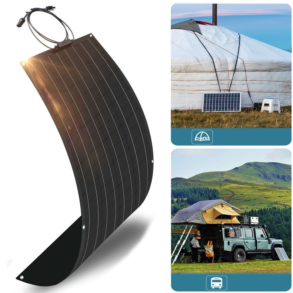 kehot Solarmodul 100W 20V/18V Solarpanel, Flexibel Solarmodul Monokristallin Solarzelle
