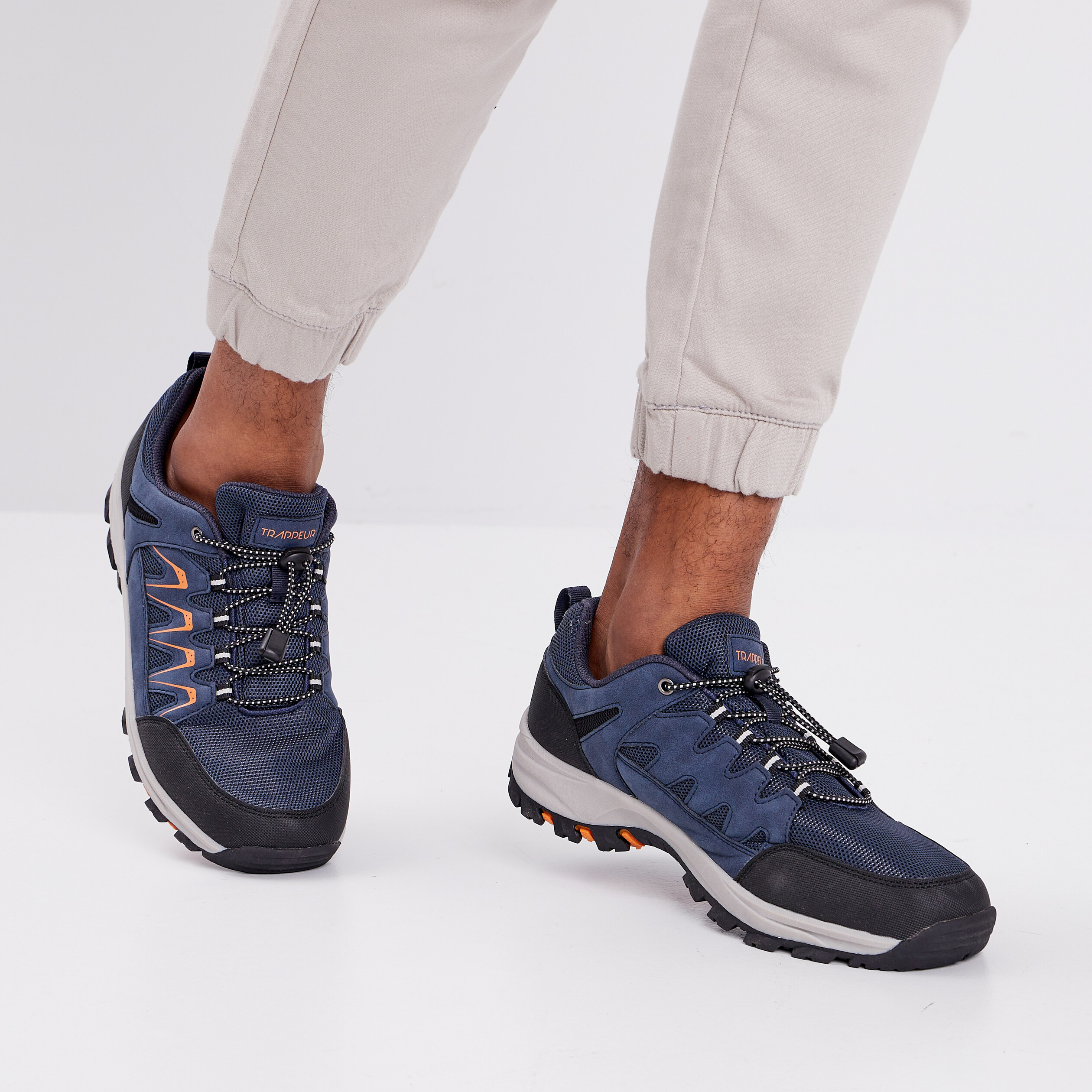 Baskets running à lacets Trappeur bleu marine homme | La Halle