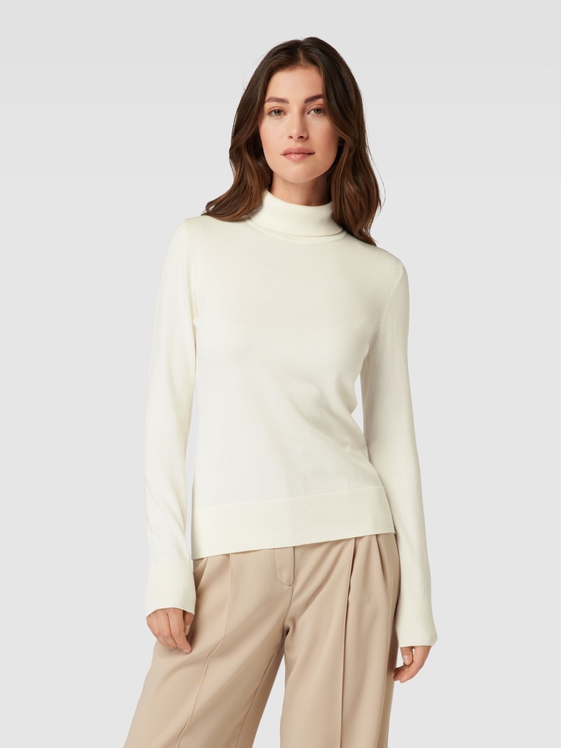 Strickpullover mit Stehkragen in offwhite