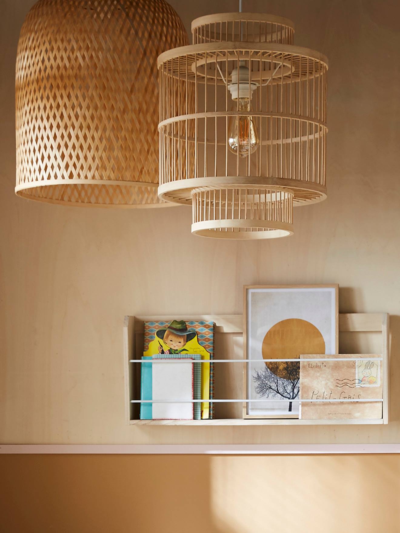 Vertbaudet Kinderzimmer Lampenschirm aus Rattan BOHO - natur