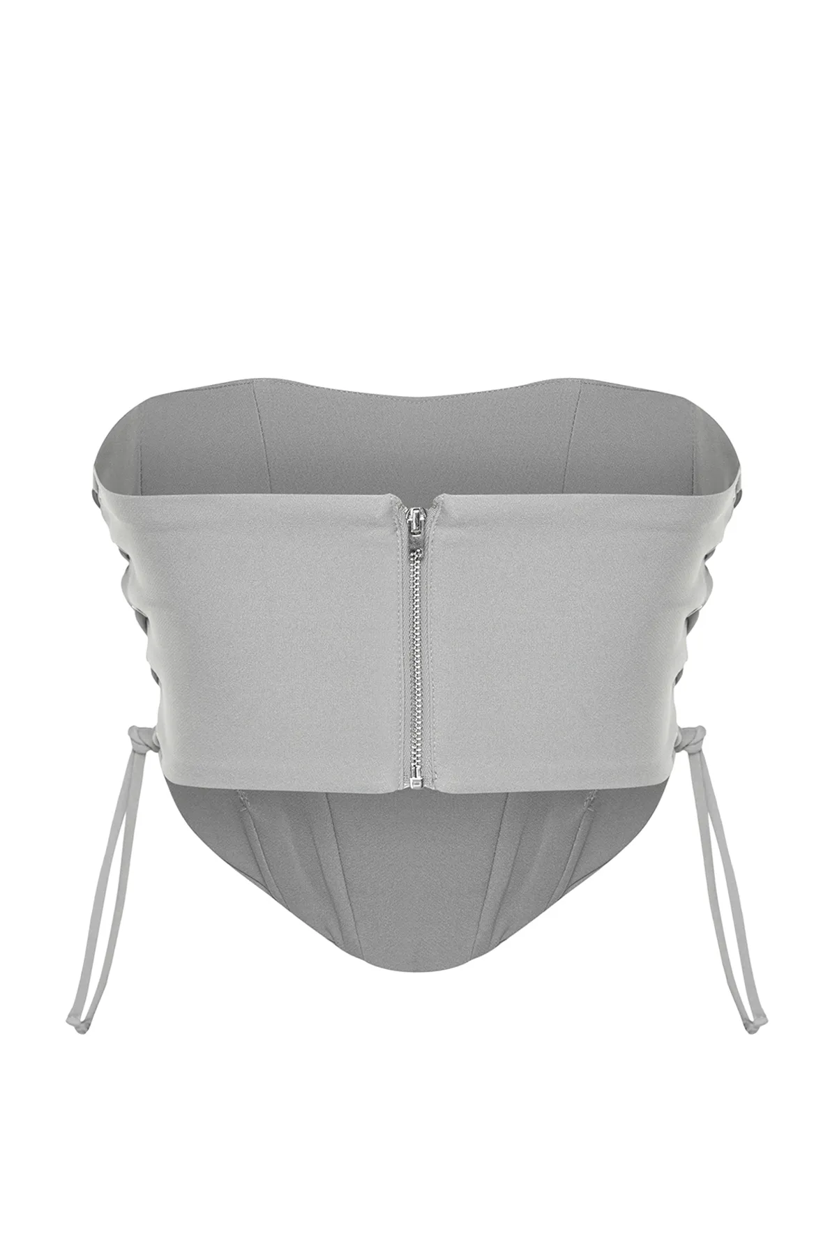 Trendyol Collection  Graues, kurz gefüttertes Bustier aus gewebtem Flor TPRSS22BS0026
