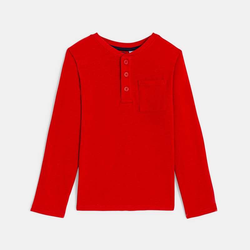 T-shirt à col boutonné rouge garçon