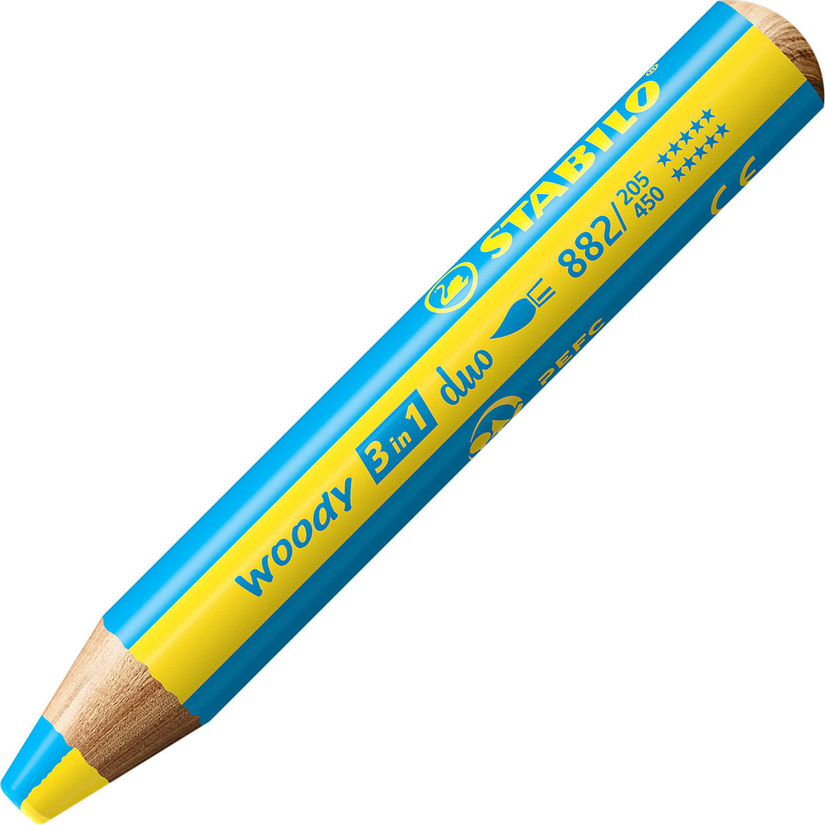 Buntstifte woody 3 in 1 duo, 6 Stifte - 12 Farben, inkl. Spitzer