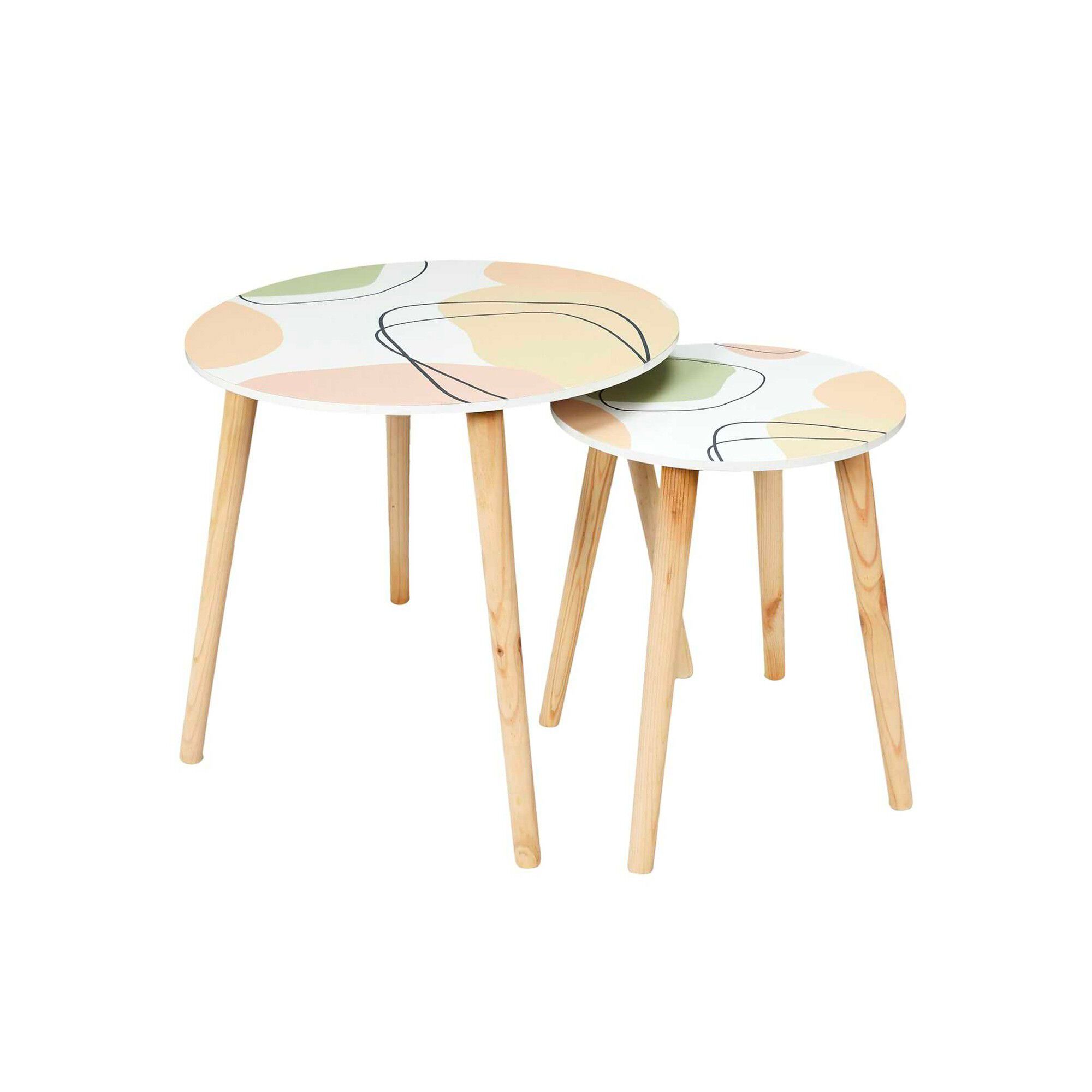 Tables gigognes, plateau motifs abstraits