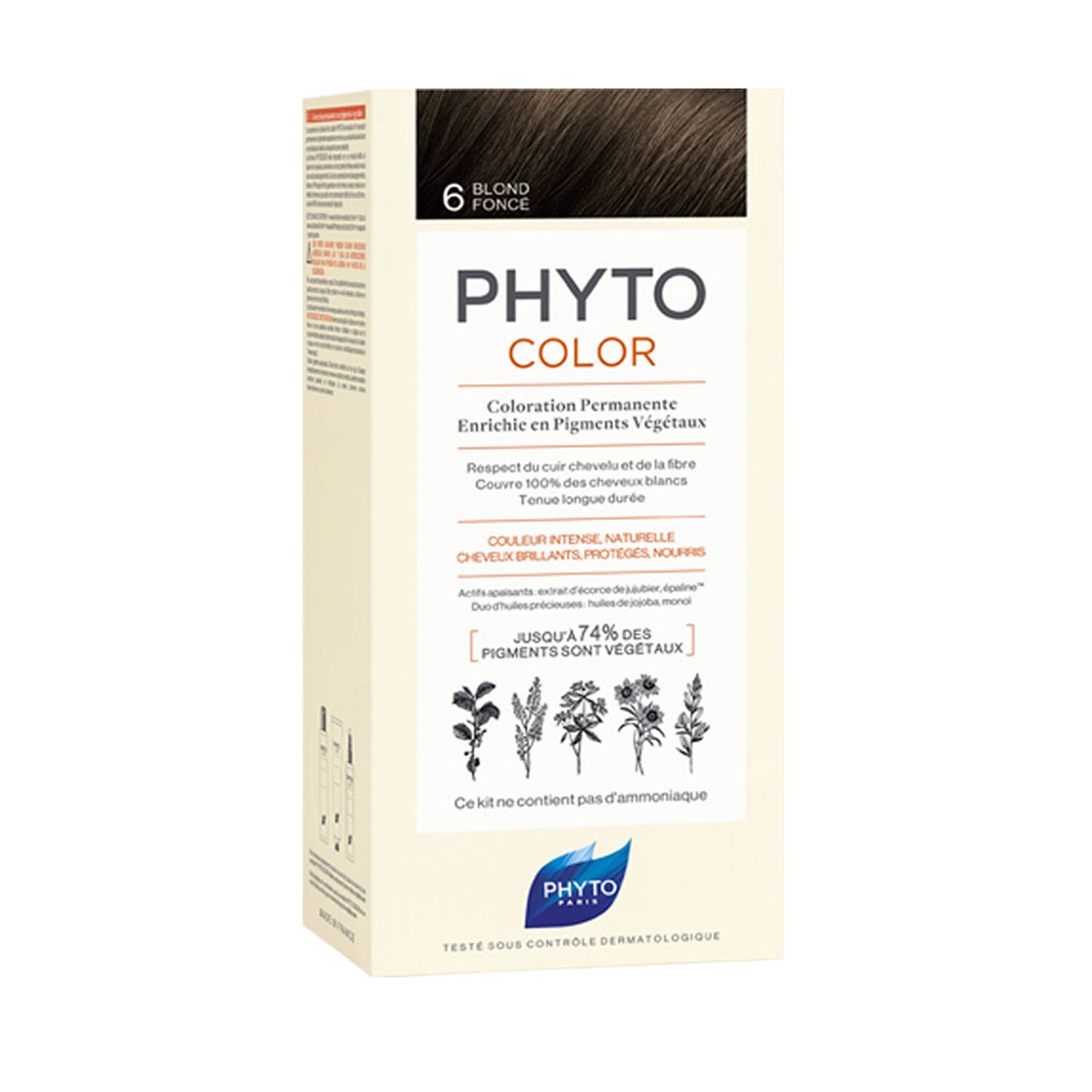 Phyto Phytocolor Coloration Permanente 6 Blond Foncé - Cheveux Colorés Ou Blancs