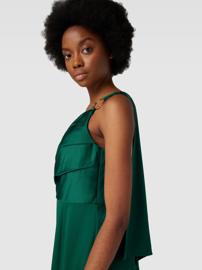 Abendkleid mit One-Shoulder-Träger in dunkelgrün