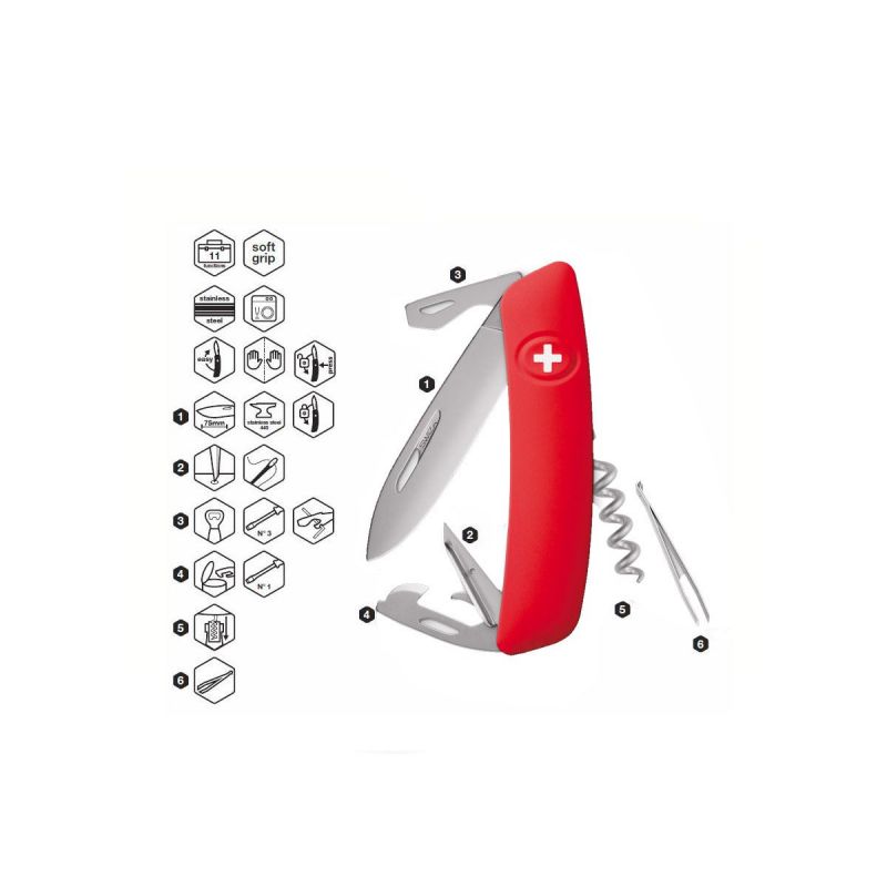 Swiza D03 AllMatt Red, Schweizer Taschenmesser made in Swiss