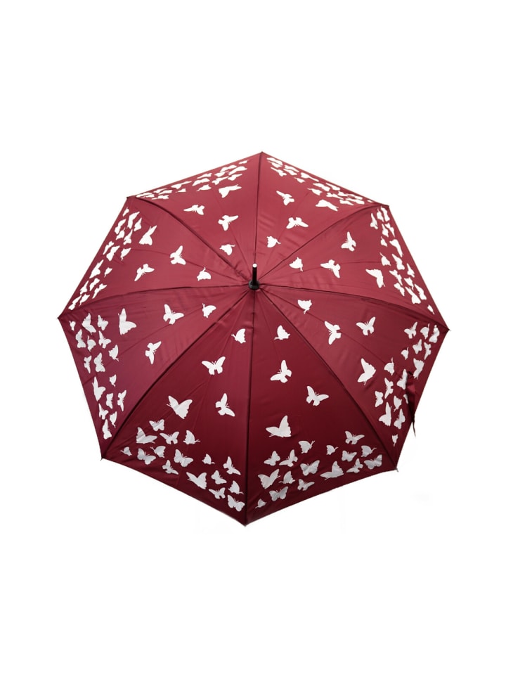 COFI 1453 Stockschirm mit Schmetterlingsmotiv-Verfärbung im Regen in Rot günstig kaufen 100