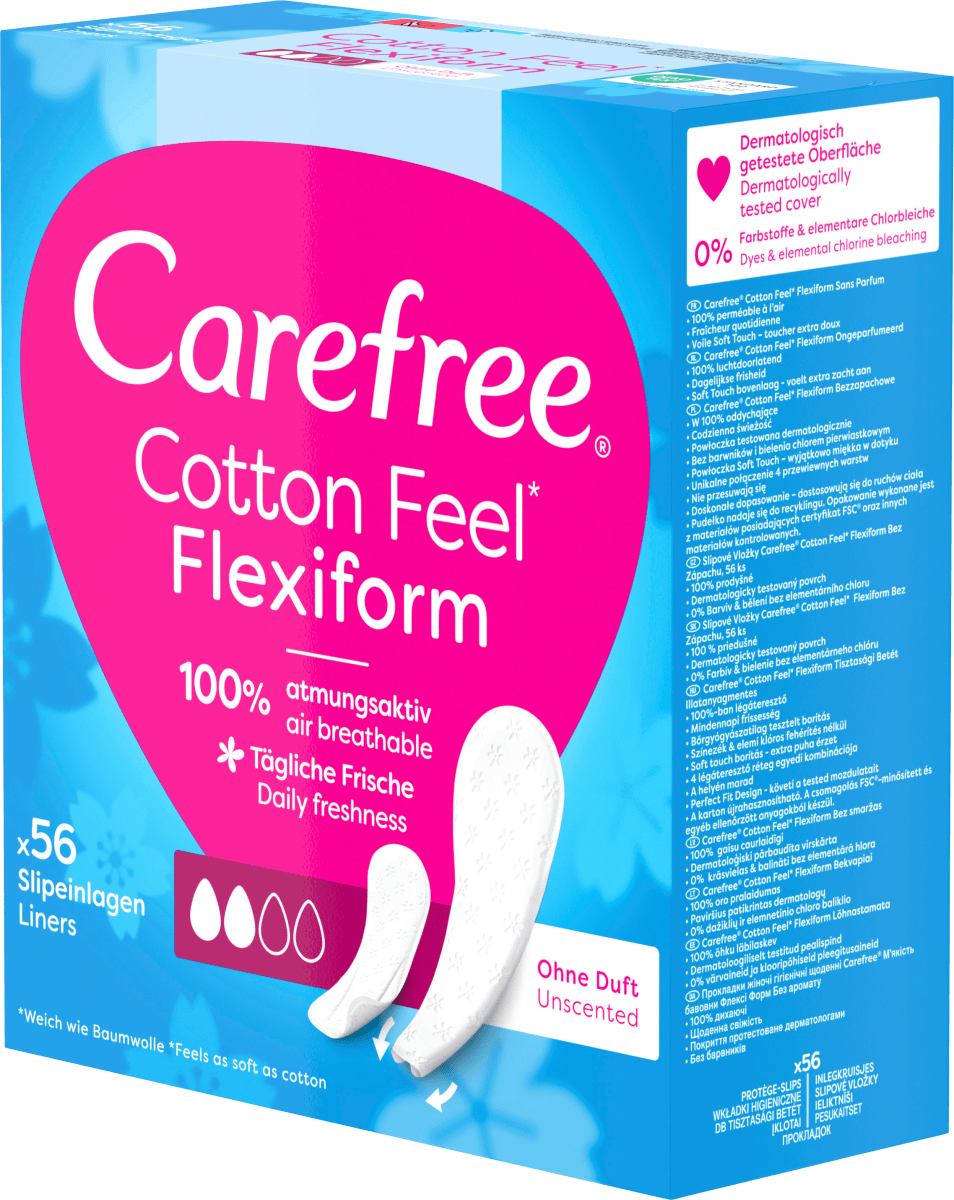 Slipeinlagen Cotton Feel Flexiform ohne Duft, 56 St